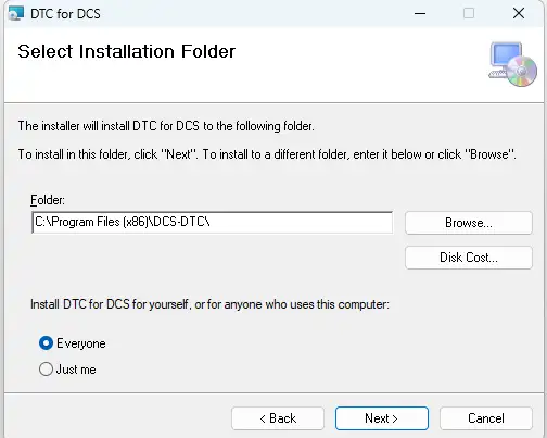 Schema installazione DTC per DCS World