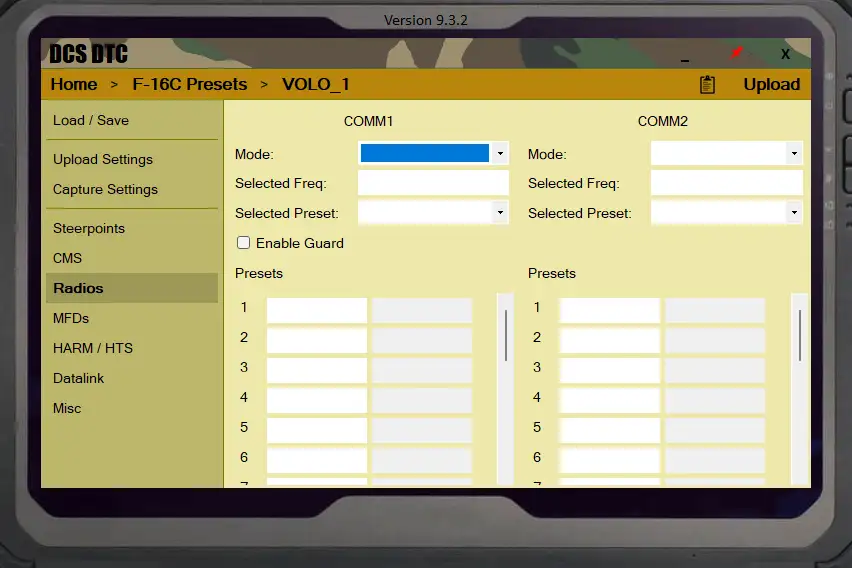 Configurazione radio preset DTC in DCS